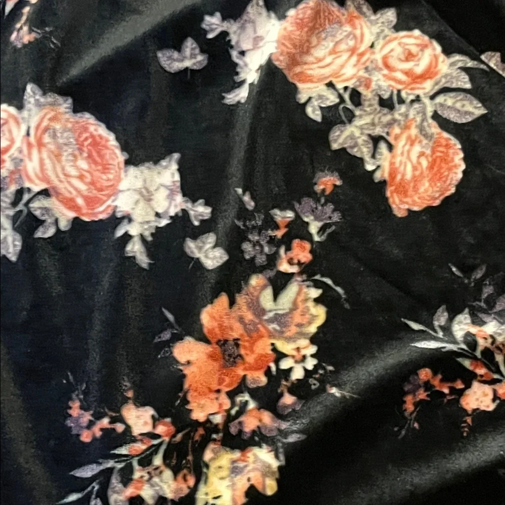 Tiered Crushed Velvet Maxi Midi Skirt XL Dark Floral Whimsigoth - Picture 7 of 7